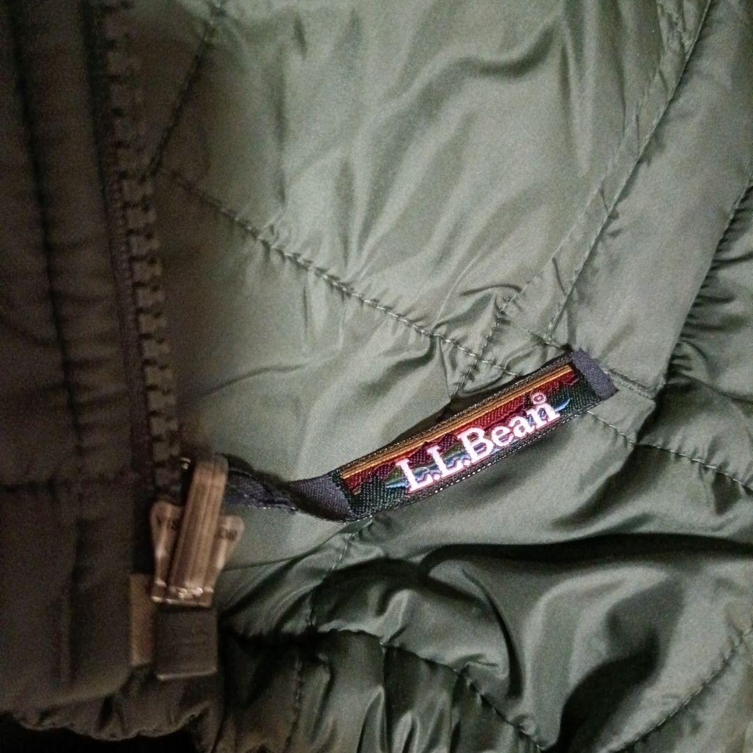 美品　L.L.Bean 刺繍ロゴ　ダウンジャケット　カーキ　 M　ドローコード