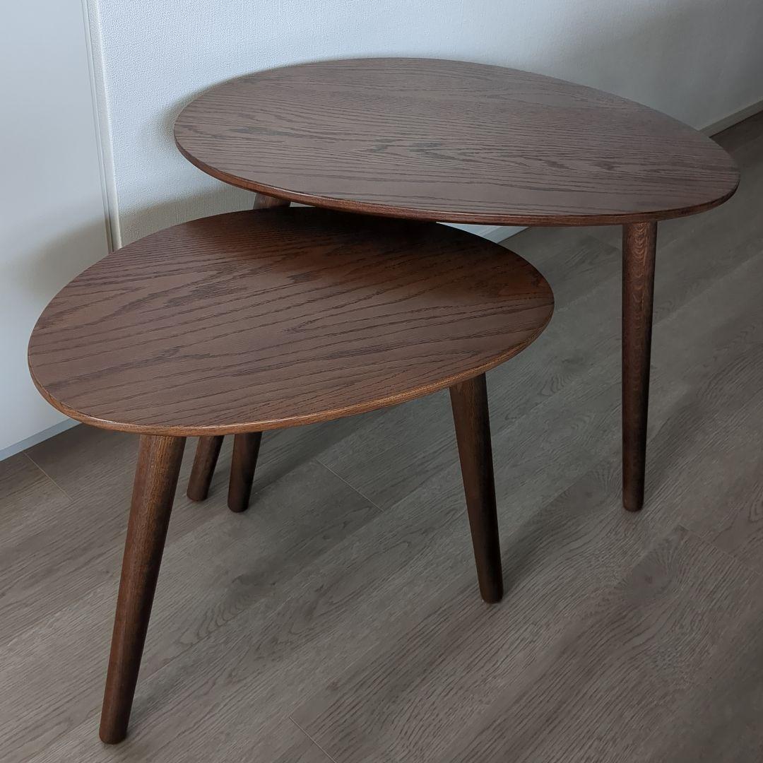 サイドテーブル ネストテーブル ツインテーブル 2個セット ブラウン