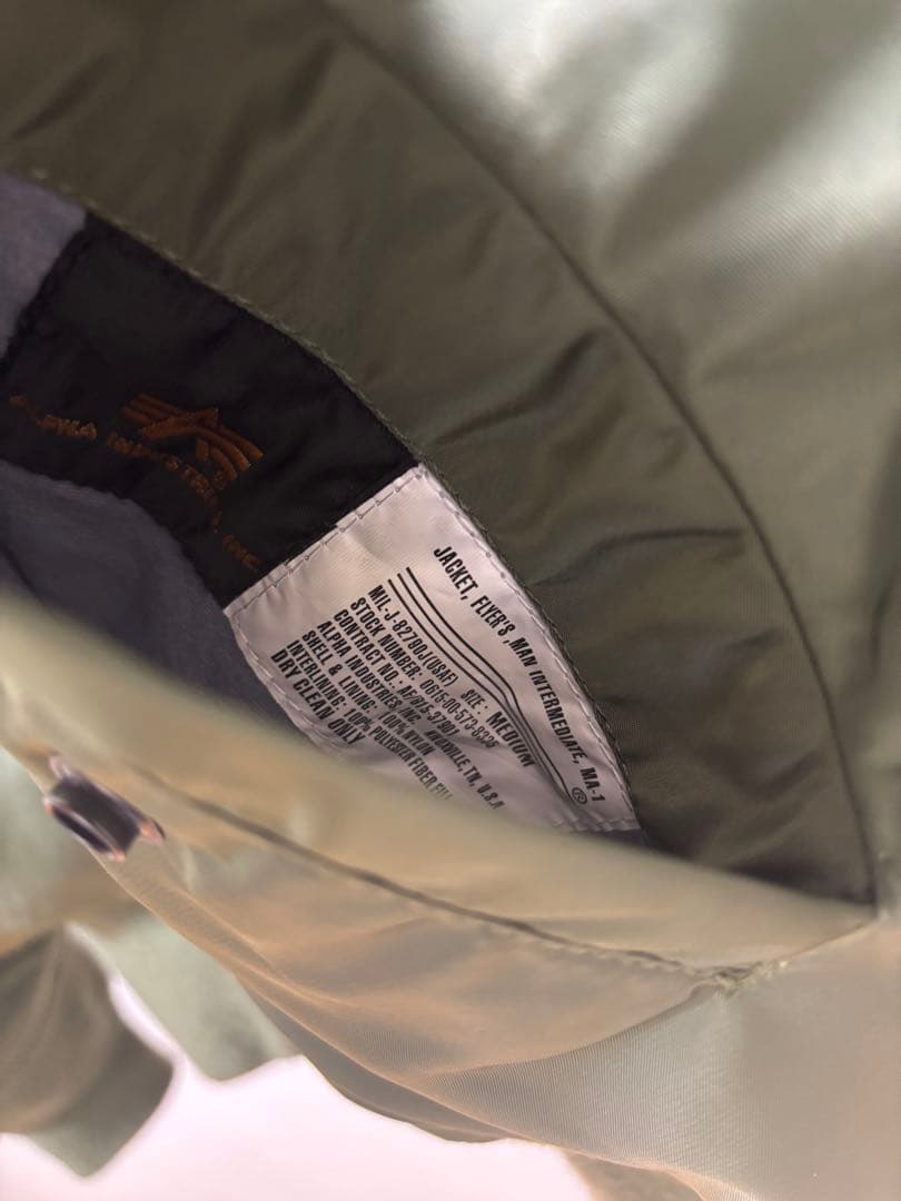 【すぐ発送】alpfa MA-1フライトジャケット カーキ　メンズM