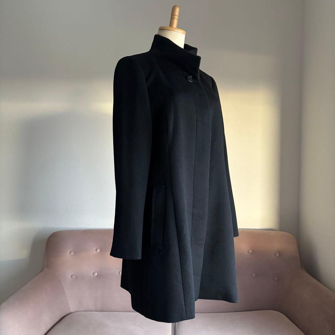 23区　コート　カシミヤ　ブラック　44 大きいサイズ　スタンドカラー　定番