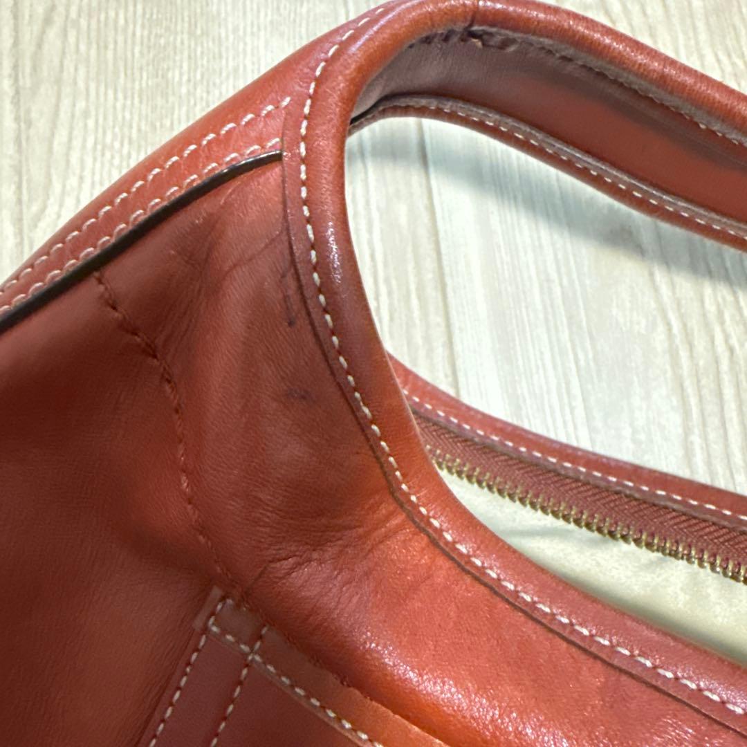 コーチcoach レッドブラウン レザー ショルダーバッグ