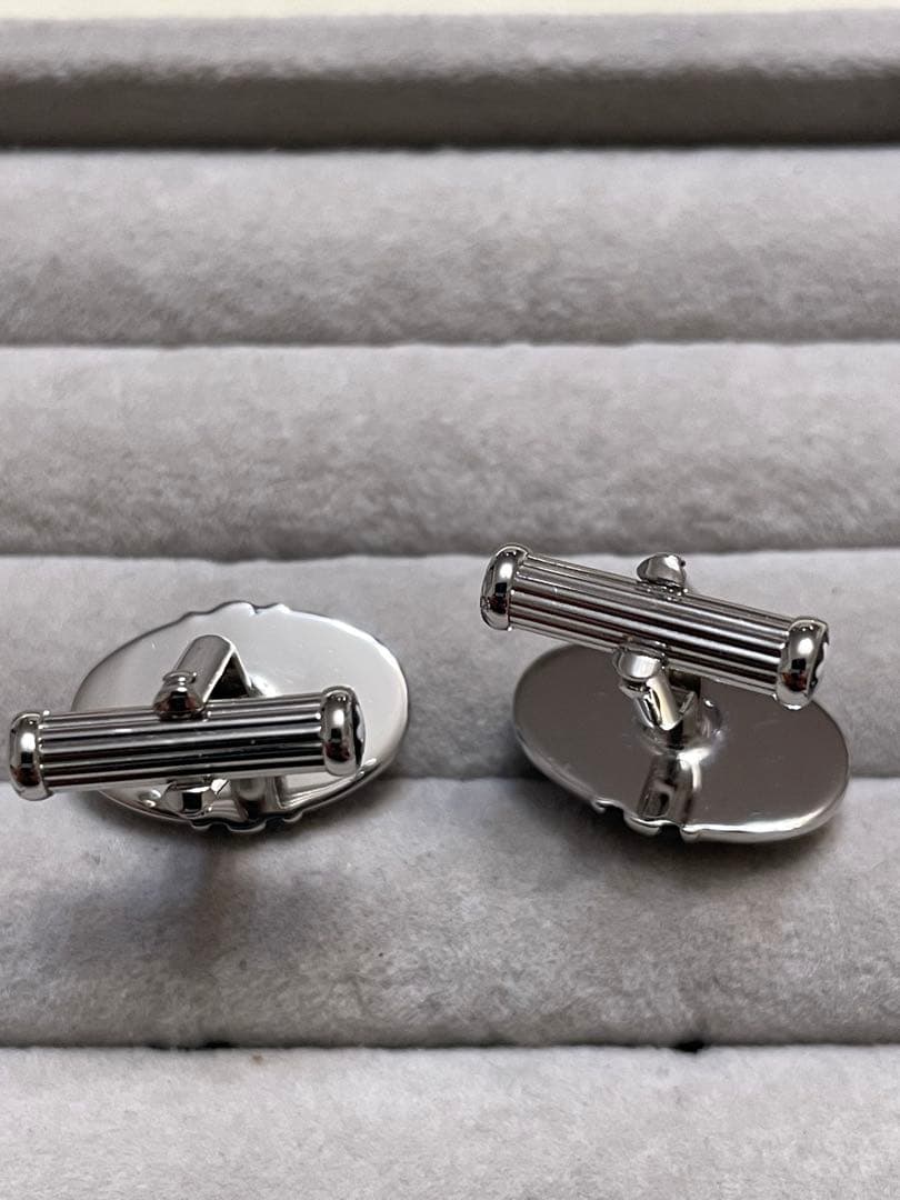美品　MONTBLANC カフス　オニキス　 オーバル　シルバー　ブラック