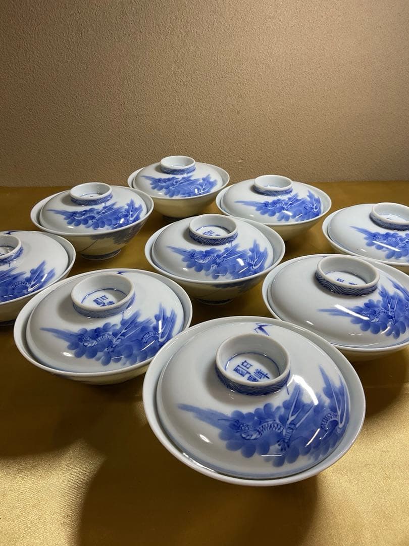 源右衛門窯 蓋付き飯碗 5客セット 【公式通販】 染付 蓋付ご飯茶碗