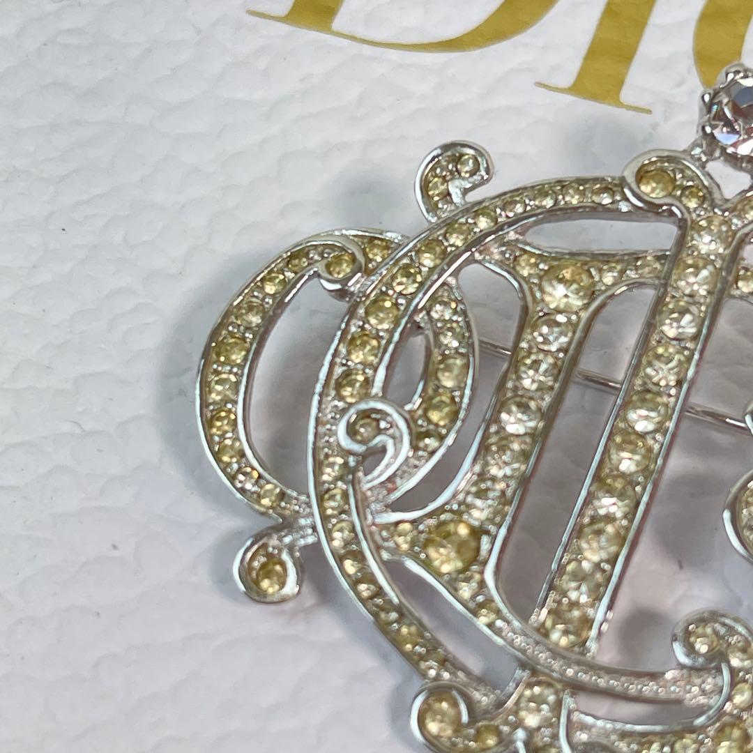 美品✨ディオールDIOR 旧ロゴ　エンブレム　ブローチ　ラインストーン