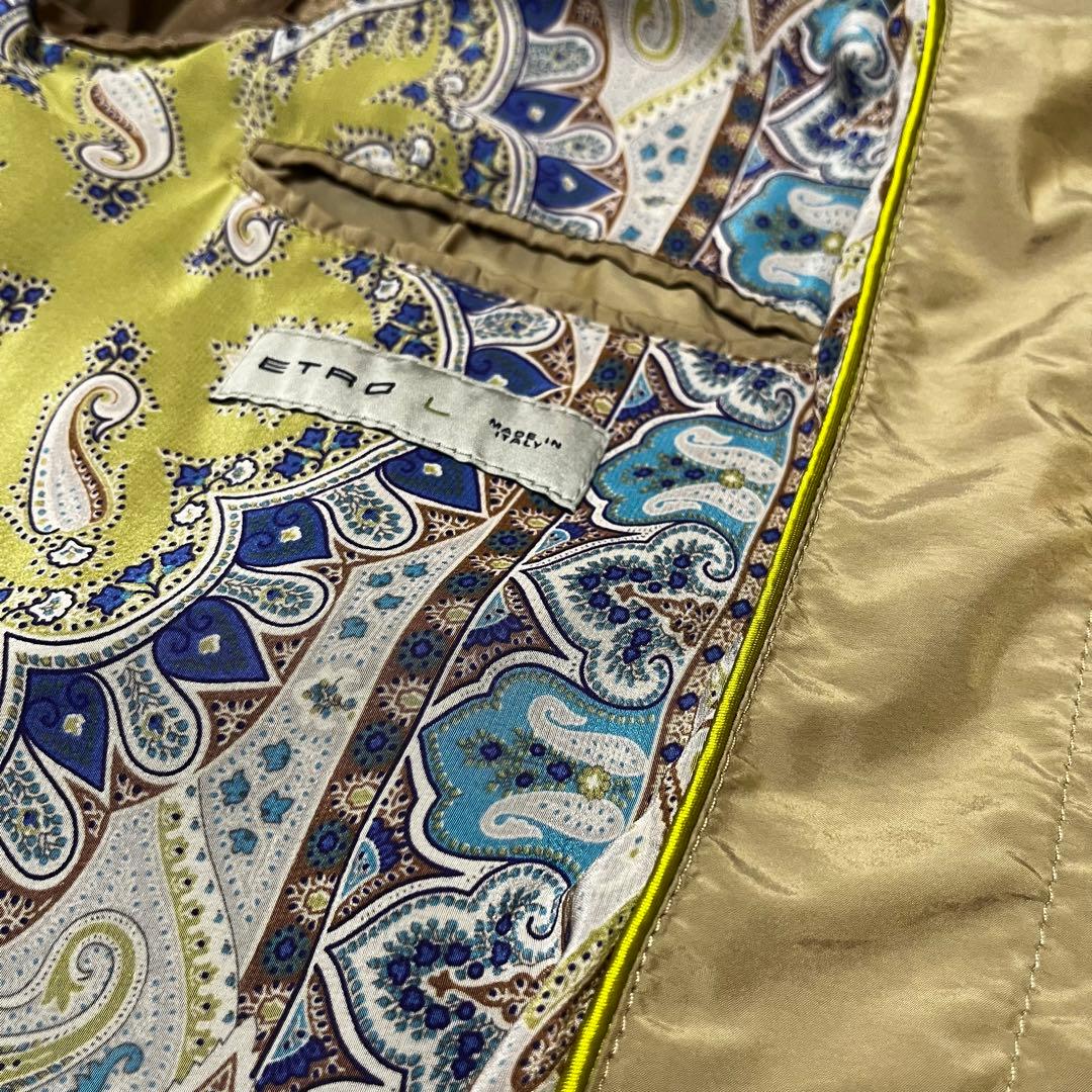 ETRO ナイロンシルクコート 裏地 ペイズリー柄 イタリア製 Lサイズ