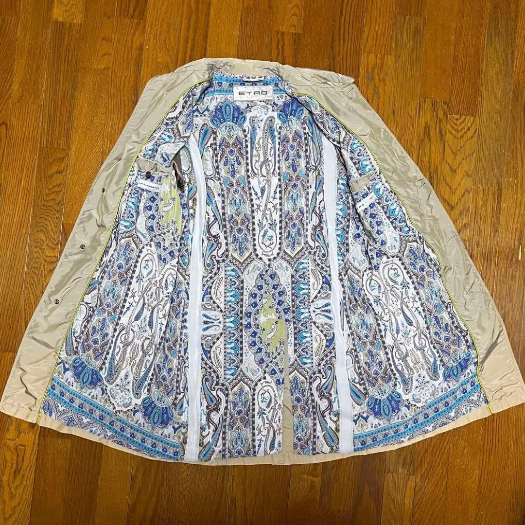ETRO ナイロンシルクコート 裏地 ペイズリー柄 イタリア製 Lサイズ