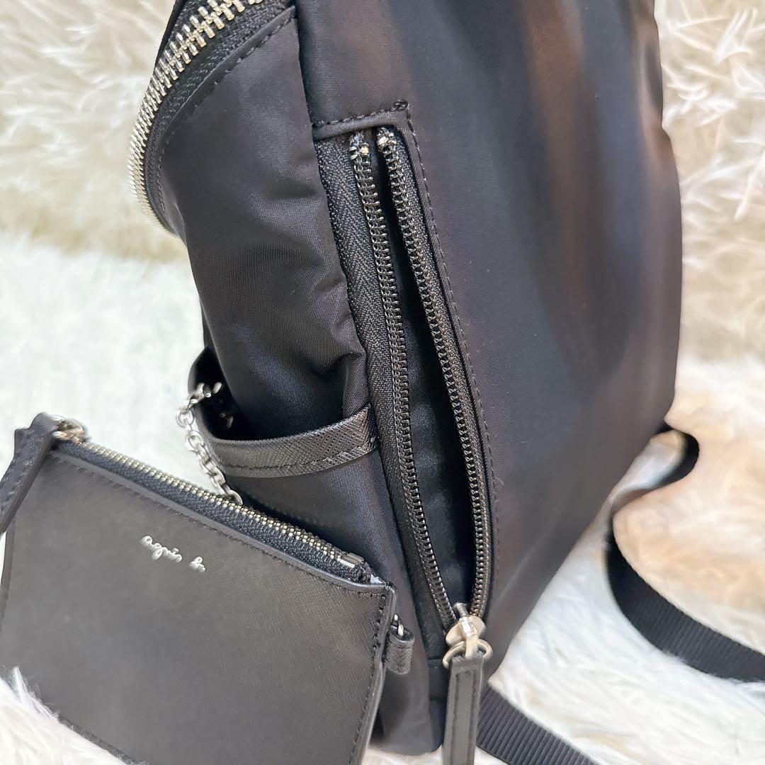 美品✨アニエスベー ナイロン リュック 黒 agnes b. シルバー金具