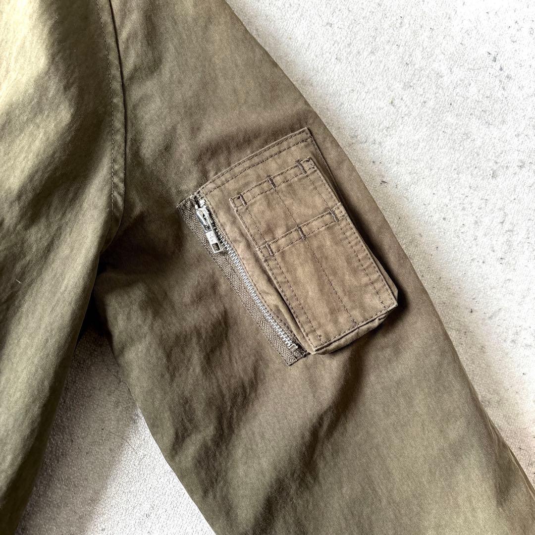 美品 MHL. メンズM中綿ライナー付 ミリタリージャケット ハーフコート 緑_