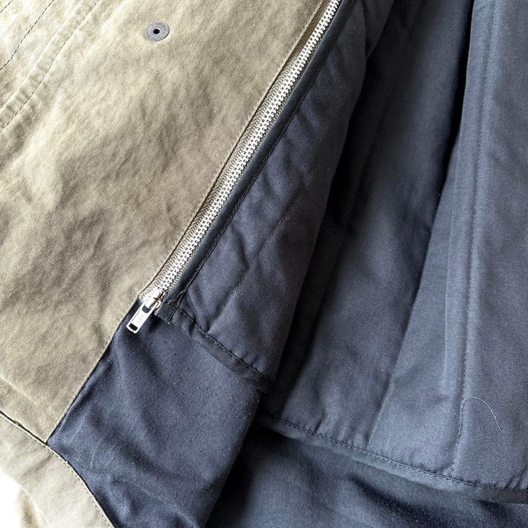 美品 MHL. メンズM中綿ライナー付 ミリタリージャケット ハーフコート 緑_