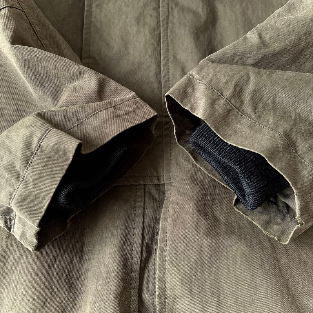 美品 MHL. メンズM中綿ライナー付 ミリタリージャケット ハーフコート 緑_