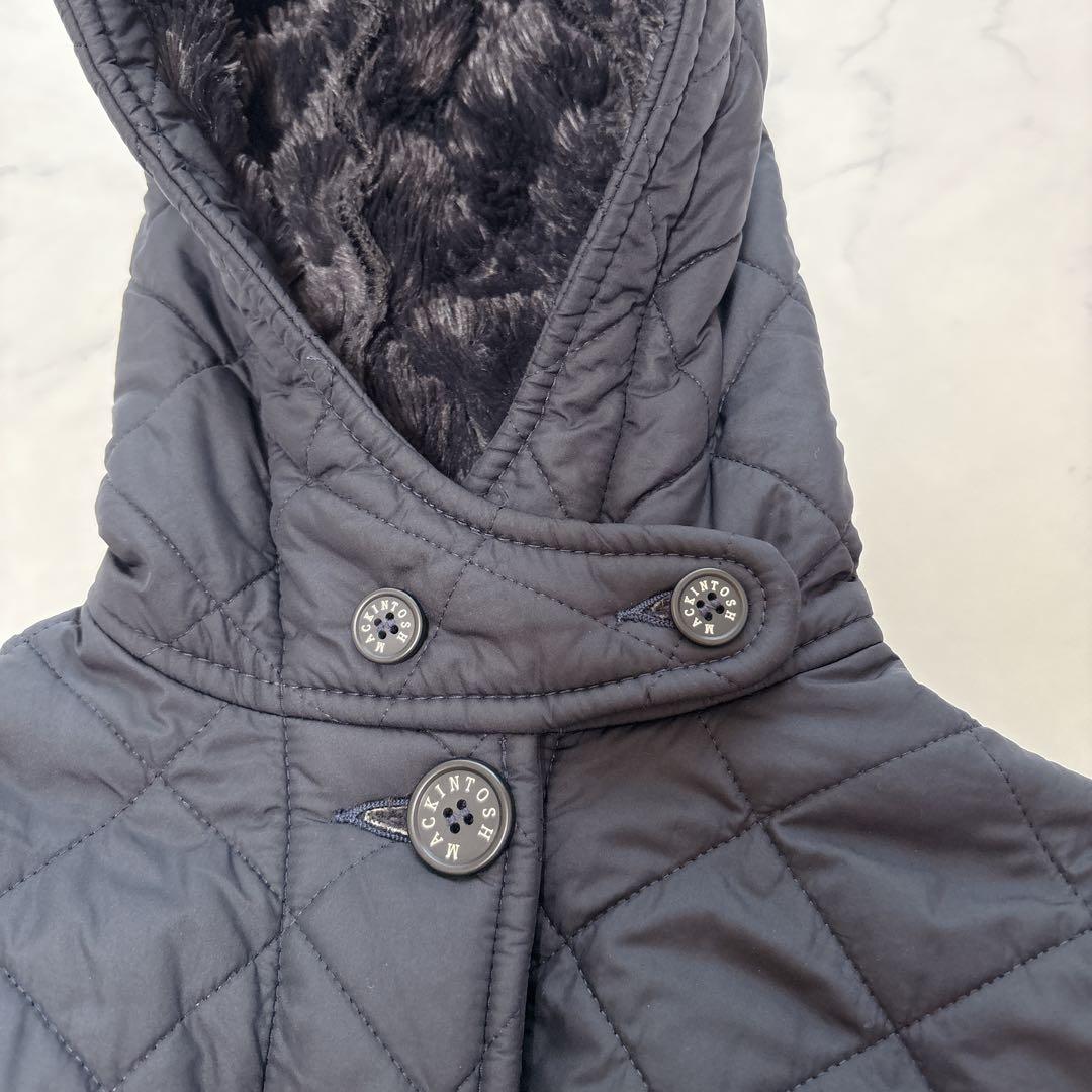 【極美品】マッキントッシュ キルティング コート ボア 中綿 36 ネイビー