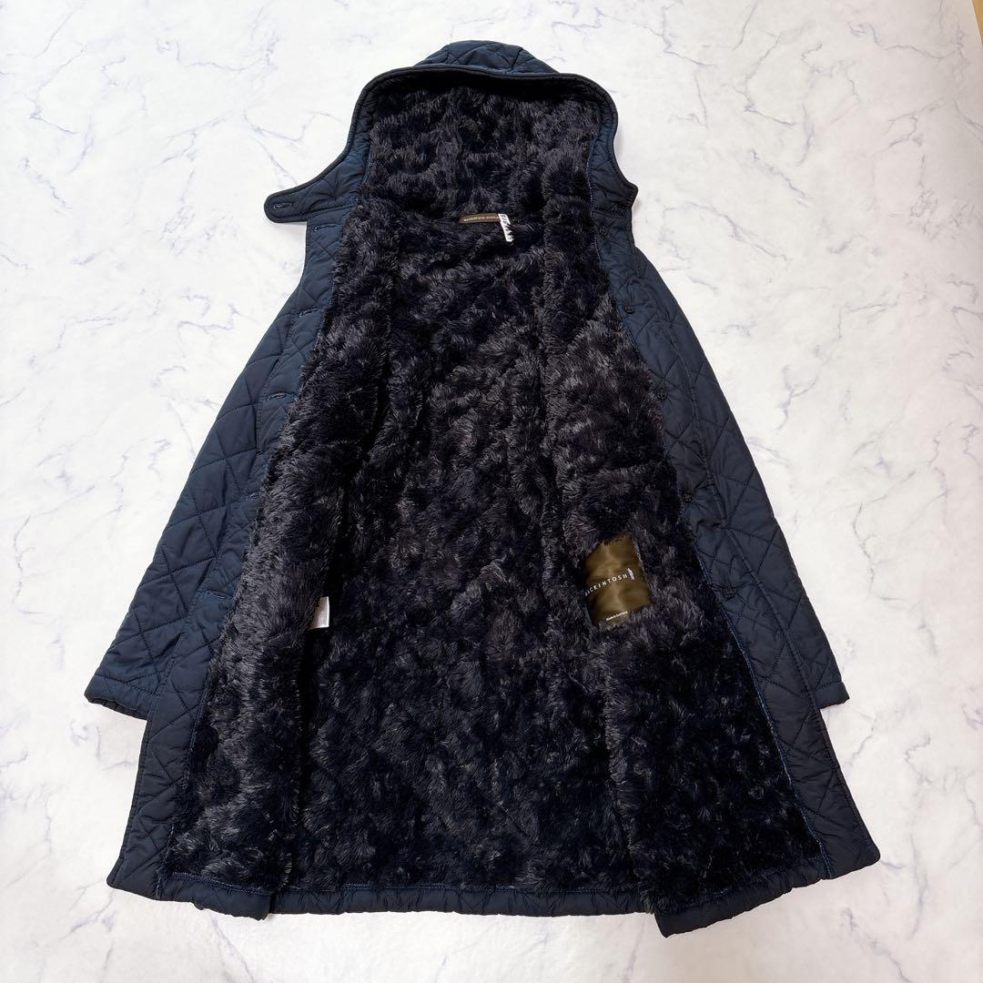 【極美品】マッキントッシュ キルティング コート ボア 中綿 36 ネイビー