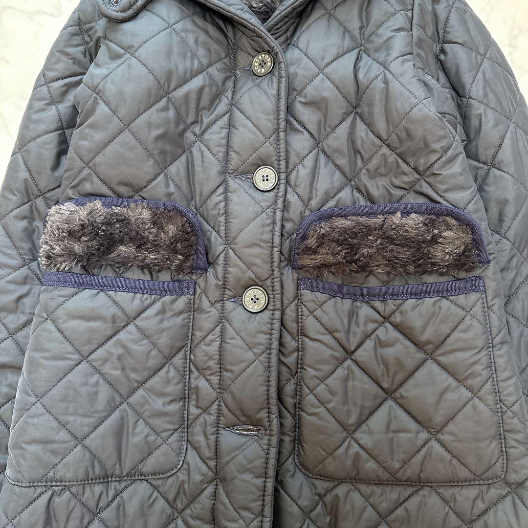 【極美品】マッキントッシュ キルティング コート ボア 中綿 36 ネイビー