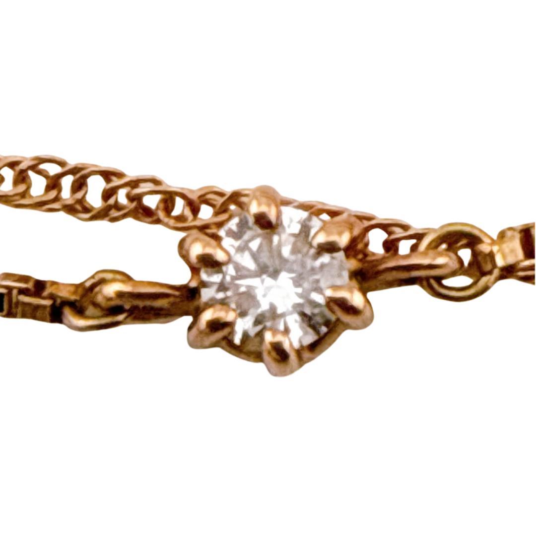 オデュース4℃ 10金10K 2連チェーンブレスレット ダイヤモンド 保管箱付き