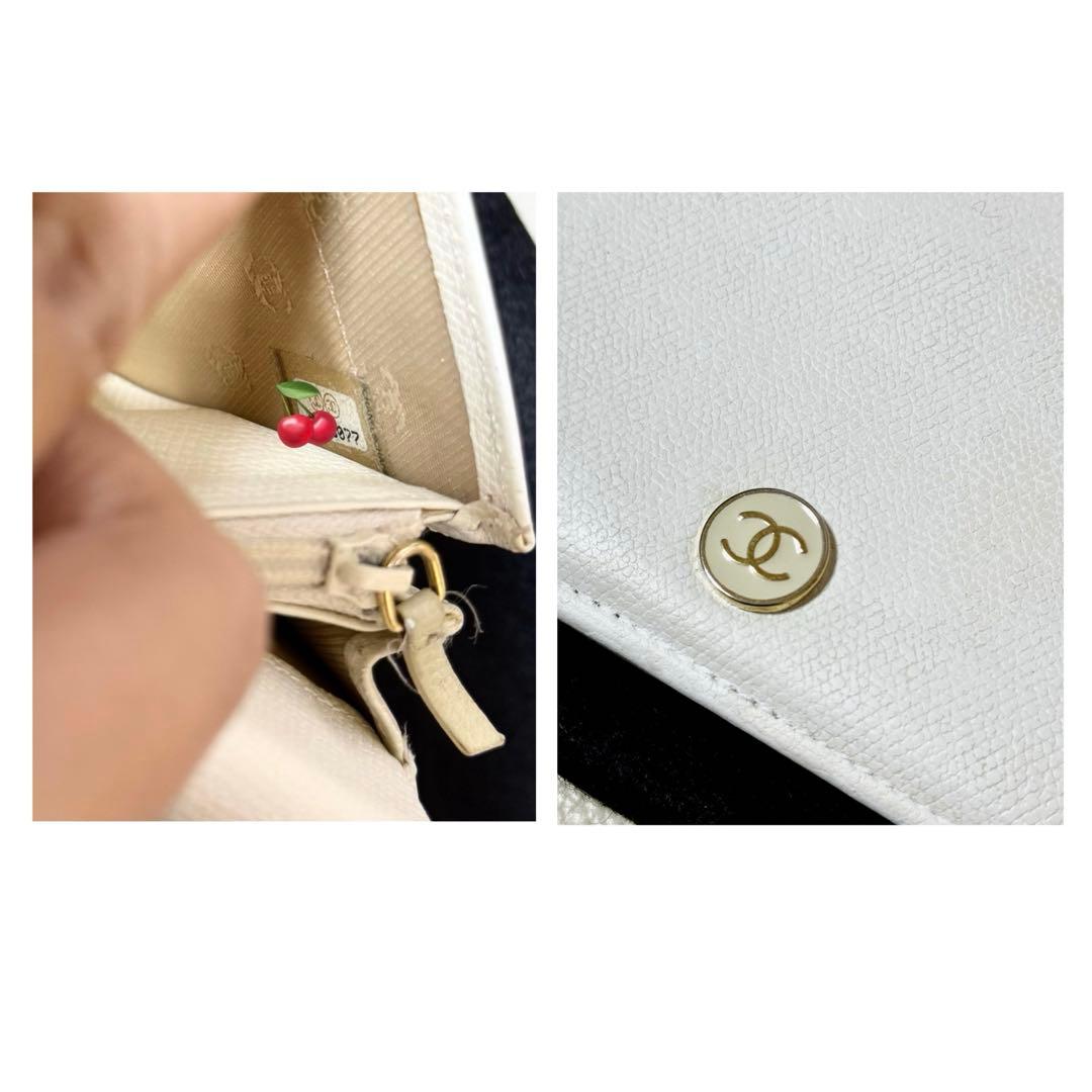 シャネル Chanel 長財布　ココマーク　ゴールド金具　アイボリーホワイト
