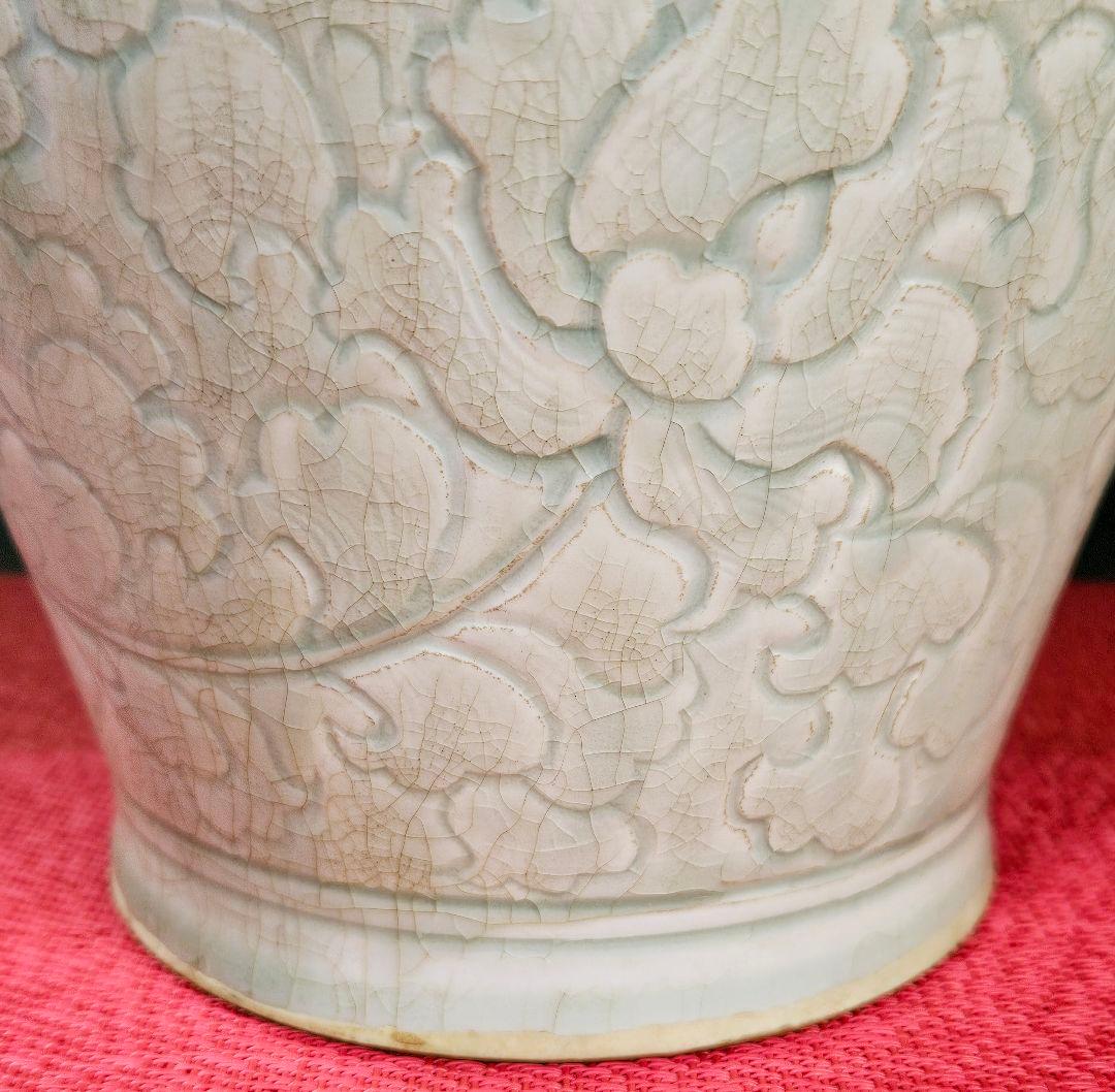 中国古美術　中国古陶磁器　古玩　青白磁　影青　彫花文　瓶　罐　大壺　唐物　古渡り