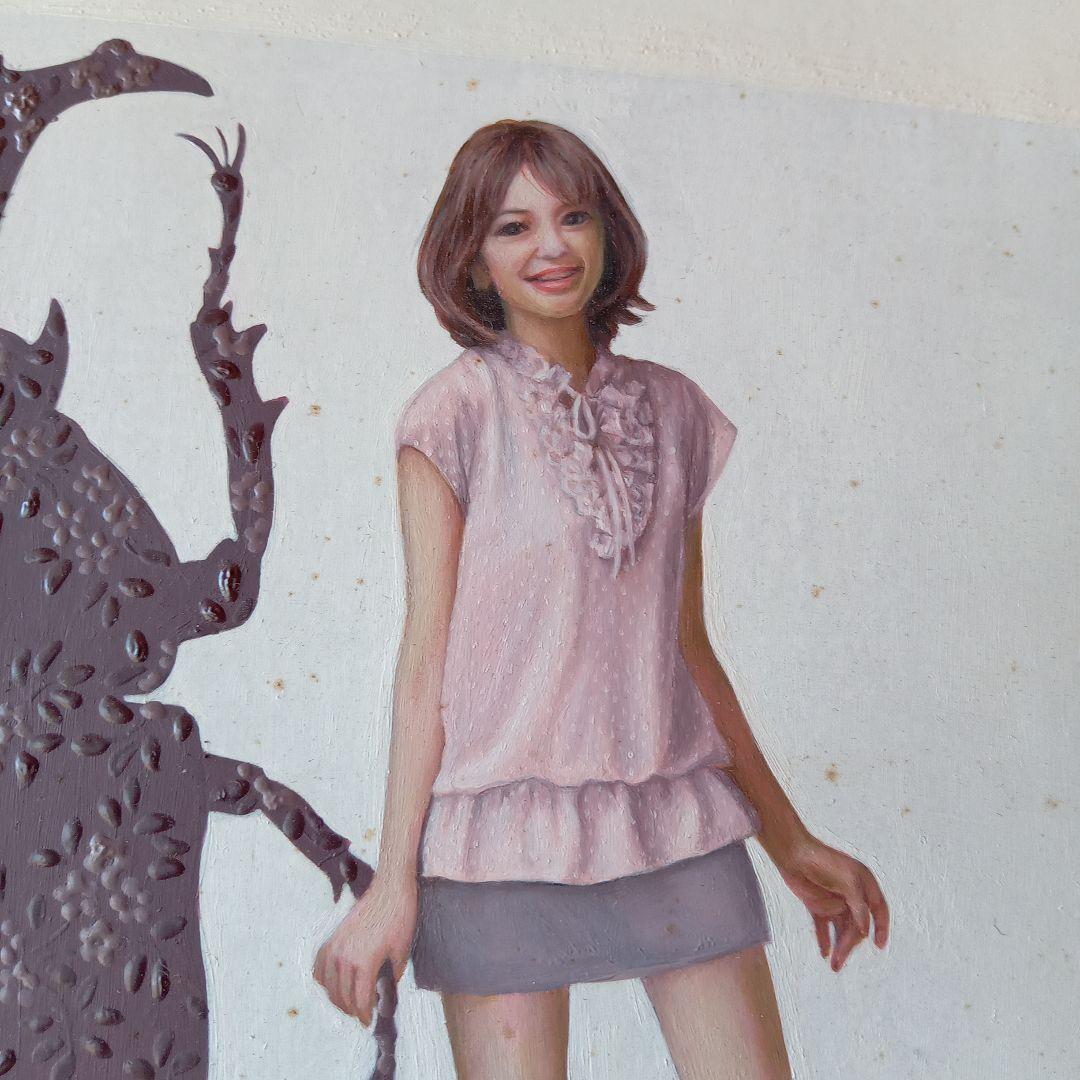 現代アート作品　松山賢　『抽象ガールと模様昆虫・白』（K.S.M.）