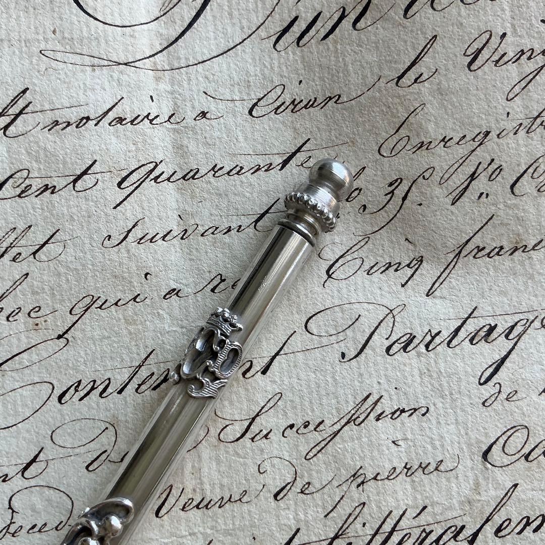 フランスアンティーク　レアデザイン♡　すずらん　インクペン　シルバープレート