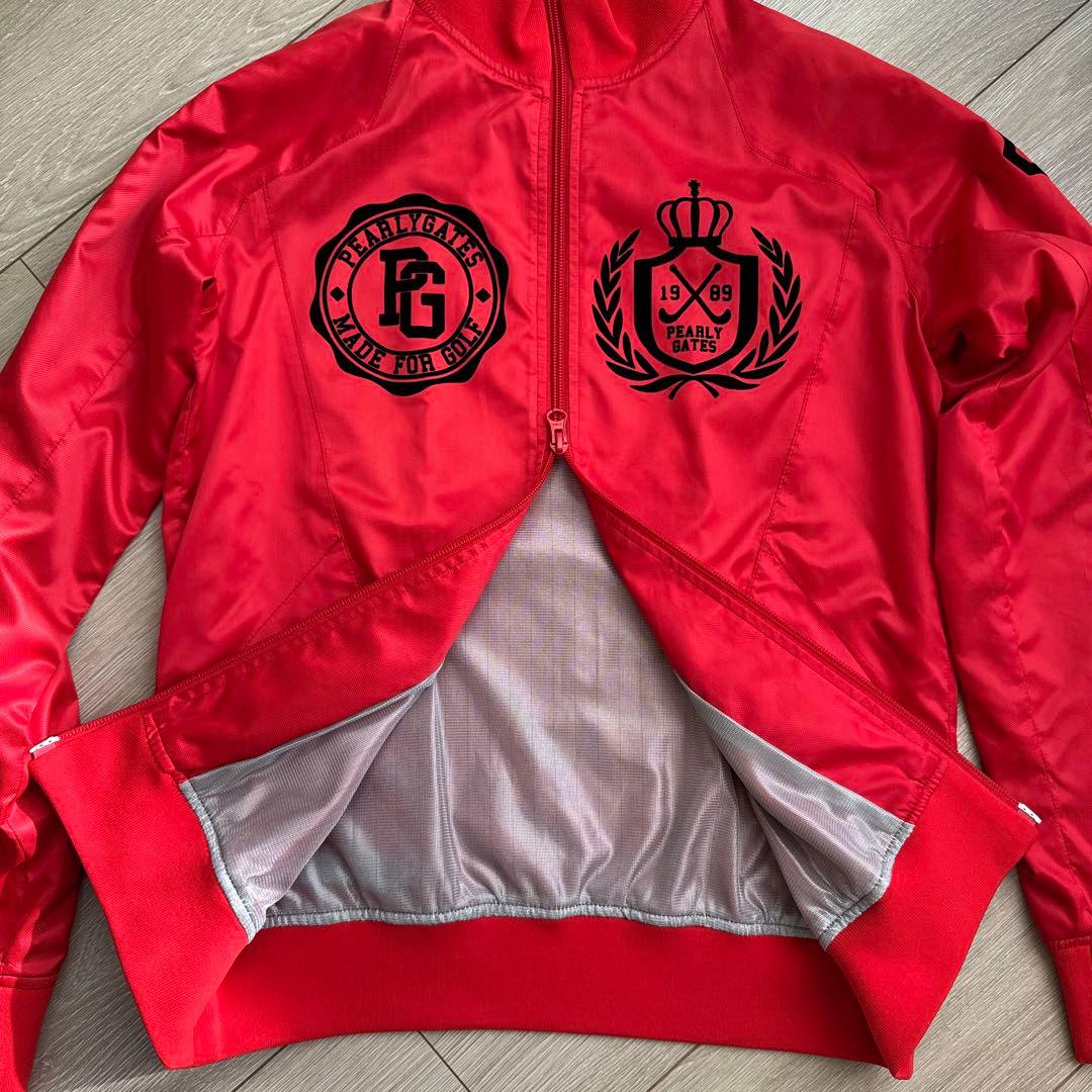 パーリーゲイツ Pearly Gateジャケットブルゾン レッド×黒 蓄熱裏地S