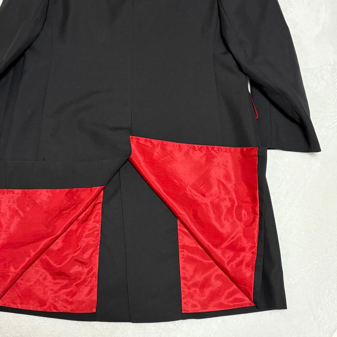 アクアスキュータム 英国製 ウールモヘア チェスターコート ブラック 裏地赤