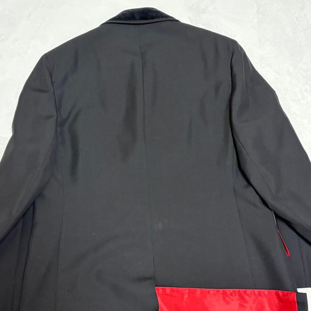 アクアスキュータム 英国製 ウールモヘア チェスターコート ブラック 裏地赤