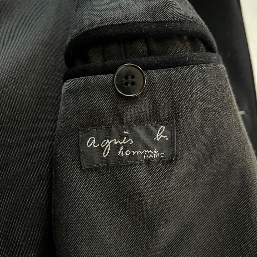 agnes.b homme ステンカラーコート アンゴラ混 ブラック