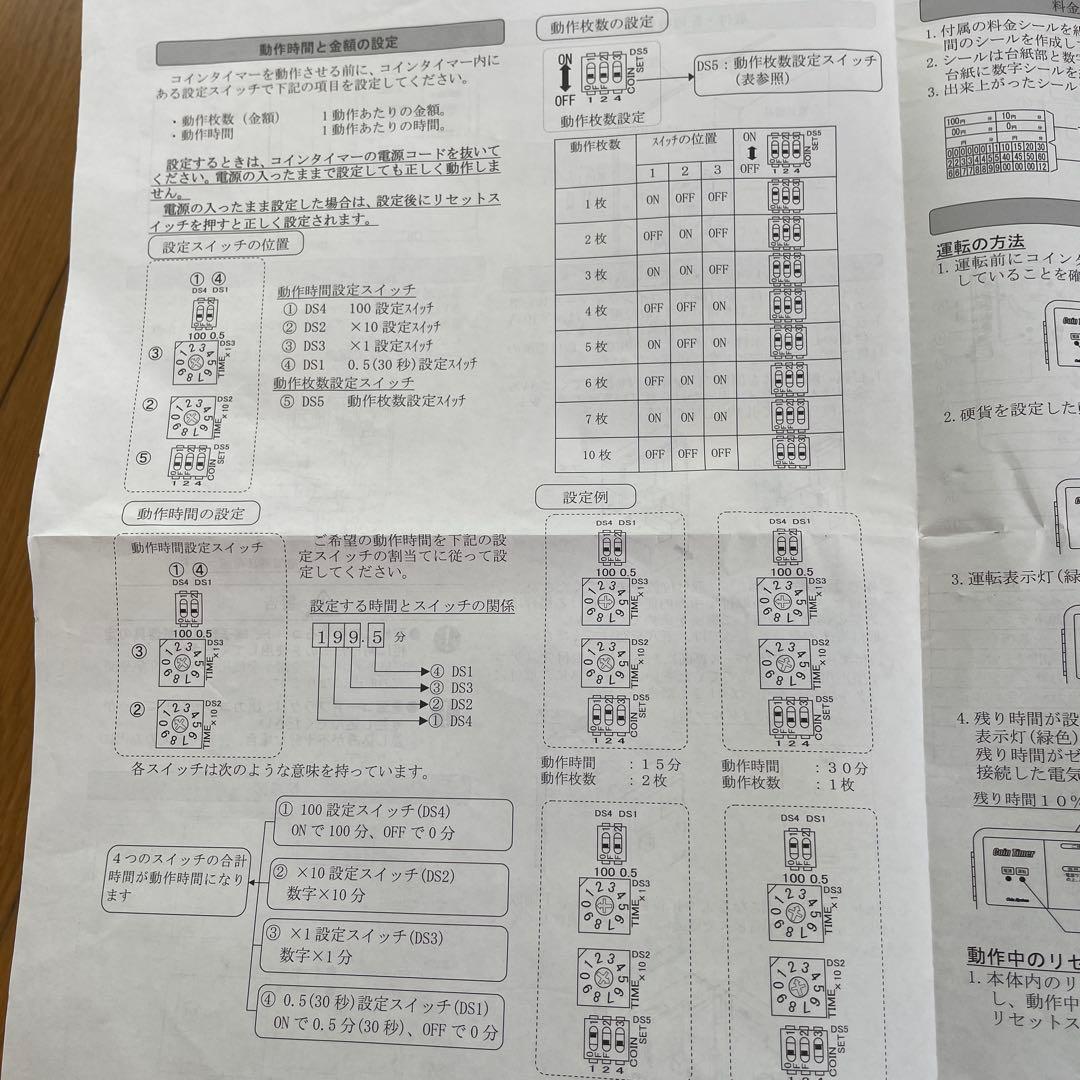 動作確認済　100円タイマー　東亜電子工業　説明書　スペアキー付
