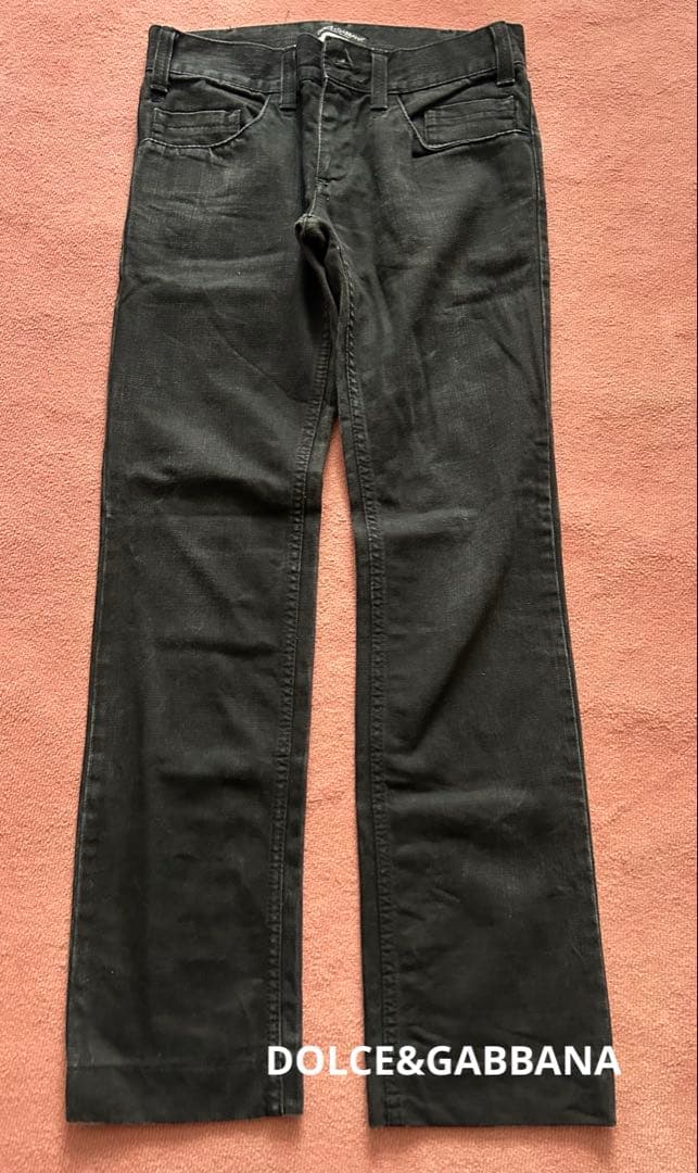 希少品DOLCE&GABBANA プレート ブラック パンツ44ドルガバ