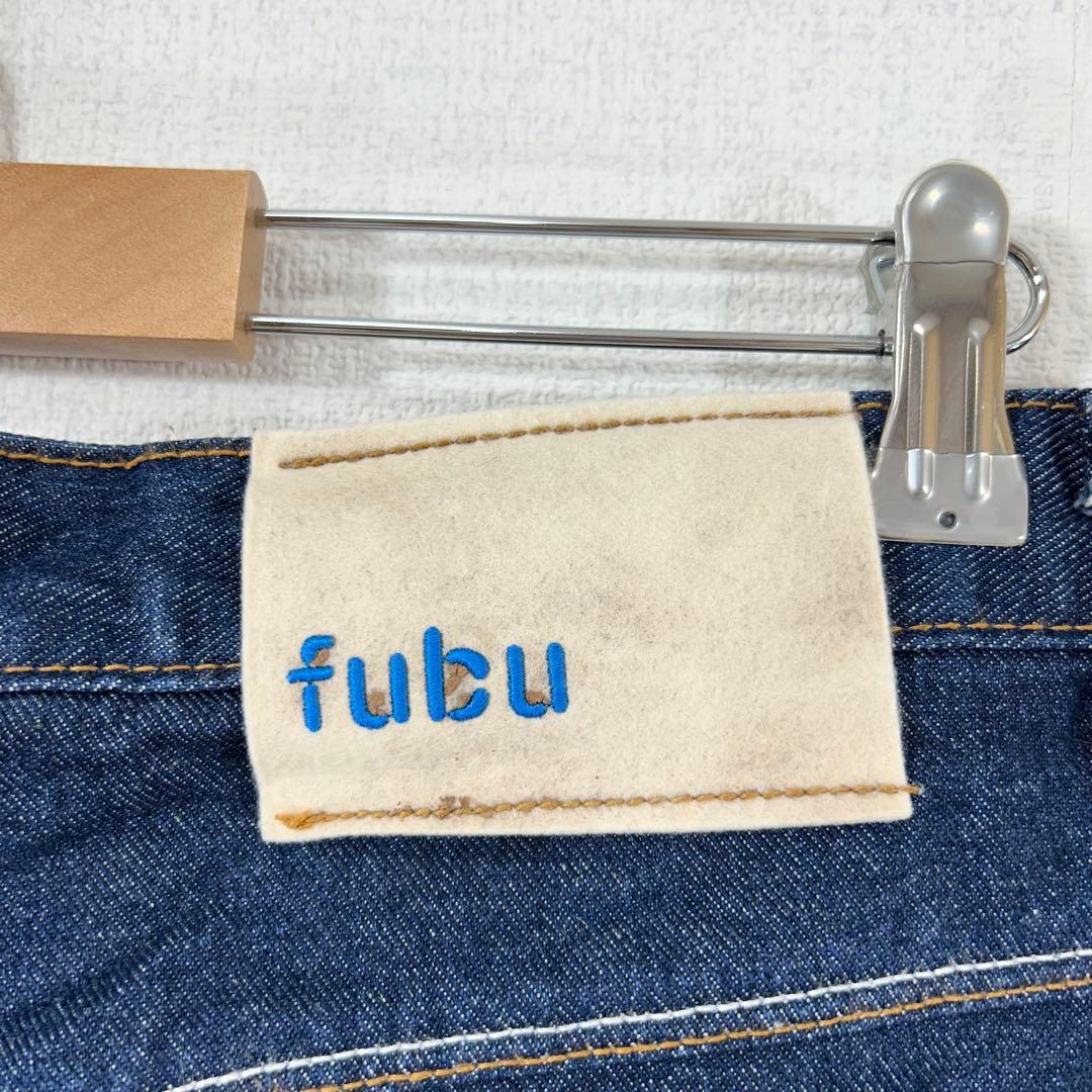 プラチナムフブデニムパンツF110ダブルニーw36FUBU刺繍ロゴb系Y2K古着