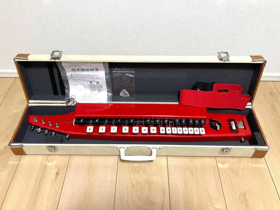 希少 美品 三創楽器【ショルダーハープ（肩かけ大正琴） パールレッド】定価15万