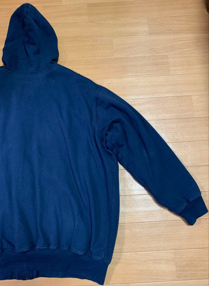 80sUSA KING SIZE裏サーマルパーカーXXLダブルフェイス紺ワッフル