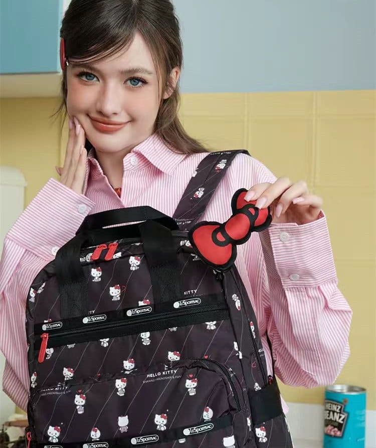 新品 レスポートサック ハローキティリボン結び バックパック リュック ブラック