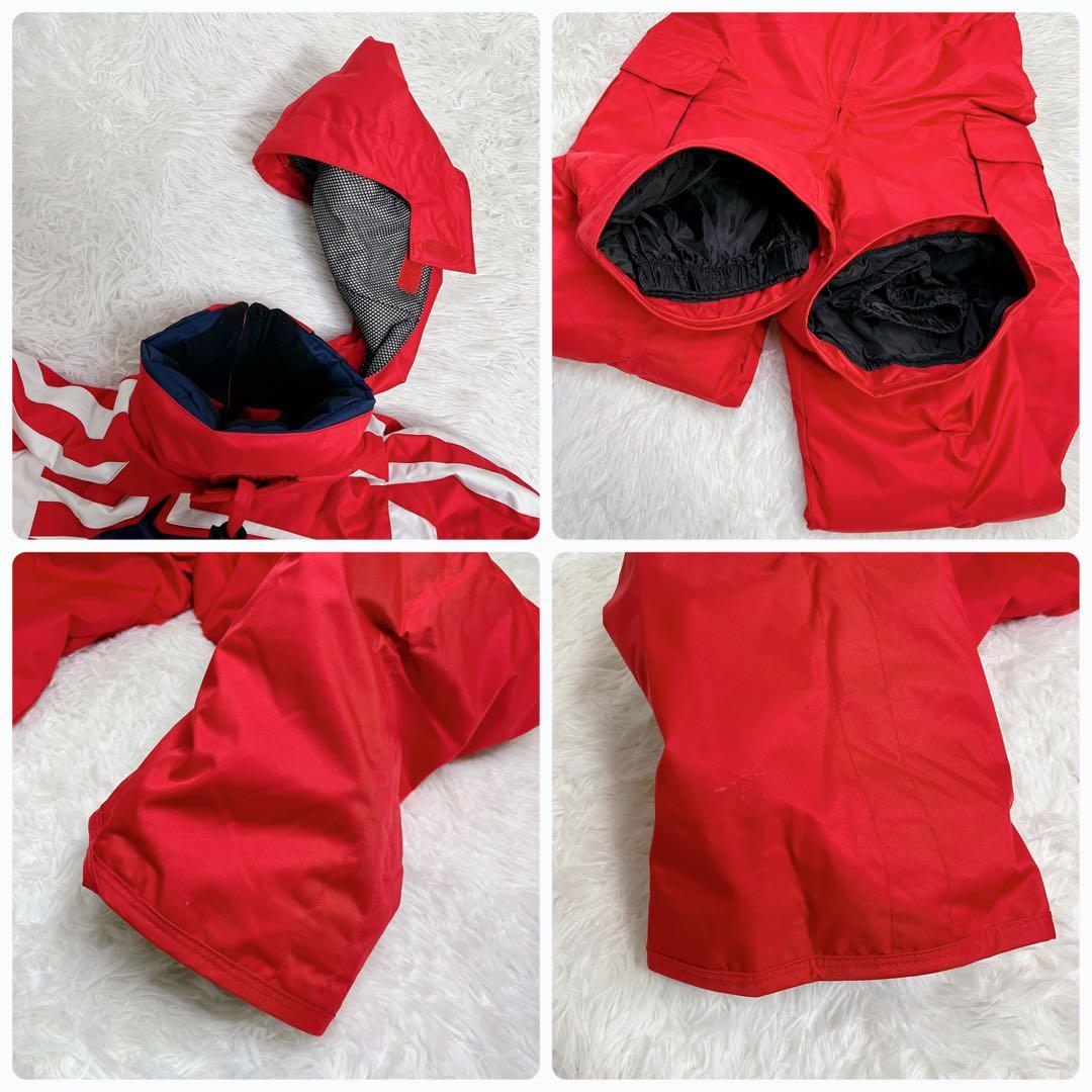 美品 phenix スキーウェア上下 140 ジュニア レッド ワッペン 小学生