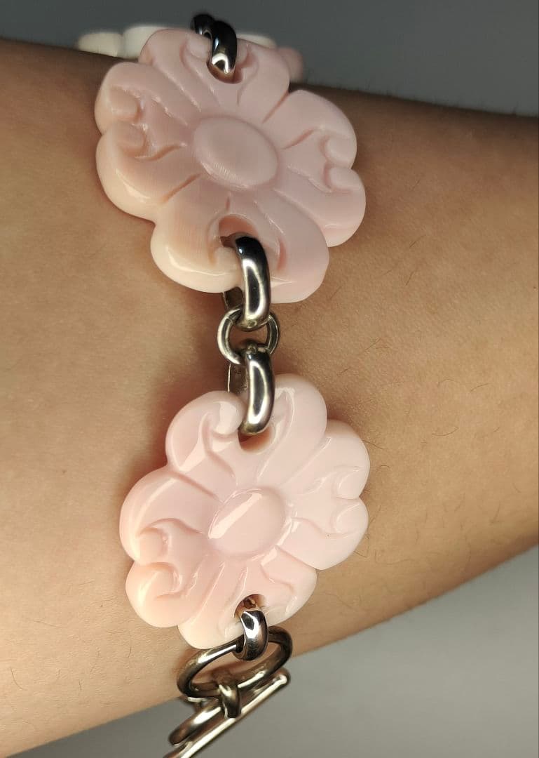 Angel Skin Coral シルバー 925 アンティーク花形ブレスレット