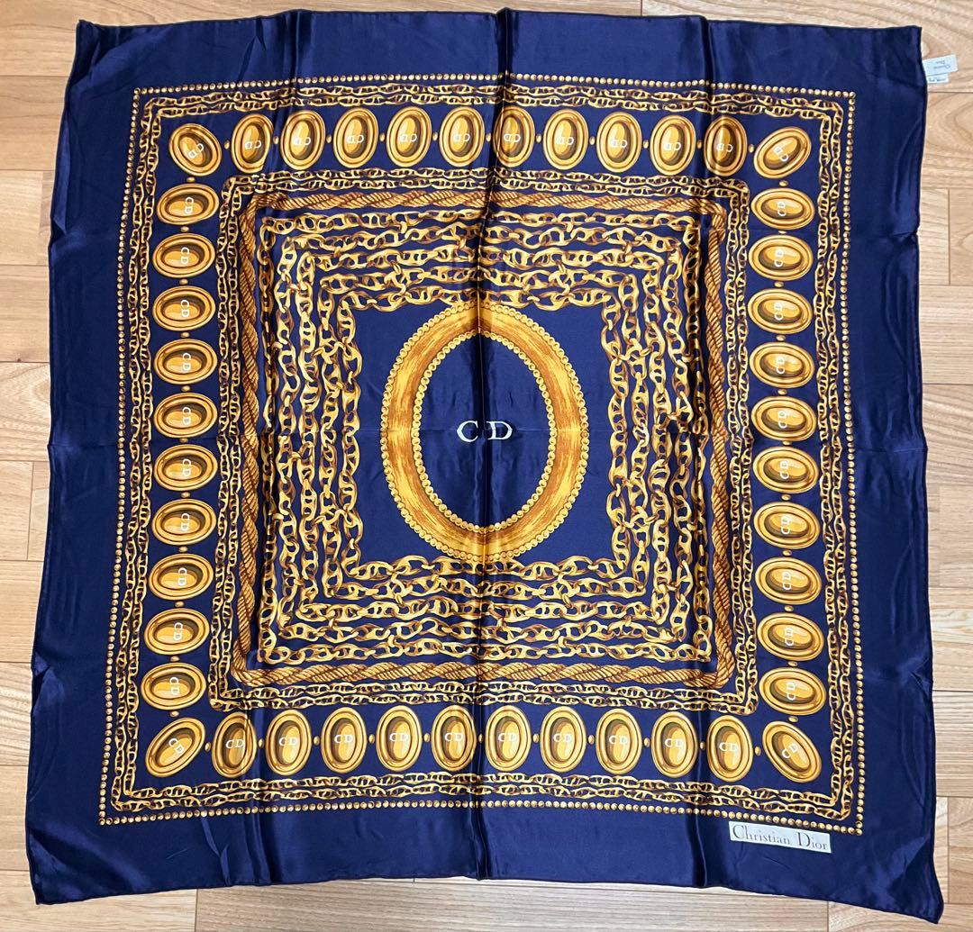 クリスチャンディオール シルク 大判スカーフ ☆i174 クリスチャン