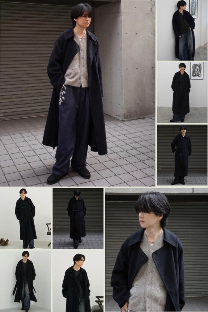 【新作・新品・未使用】LIDNM ロングコートウール ネイビー コート