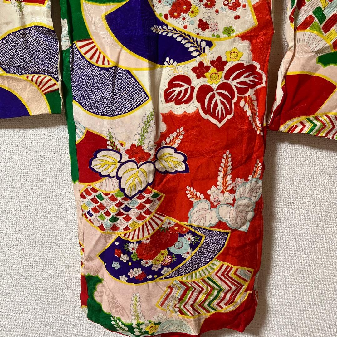 七五三　3歳　着物　アンティーク　被布　古典柄