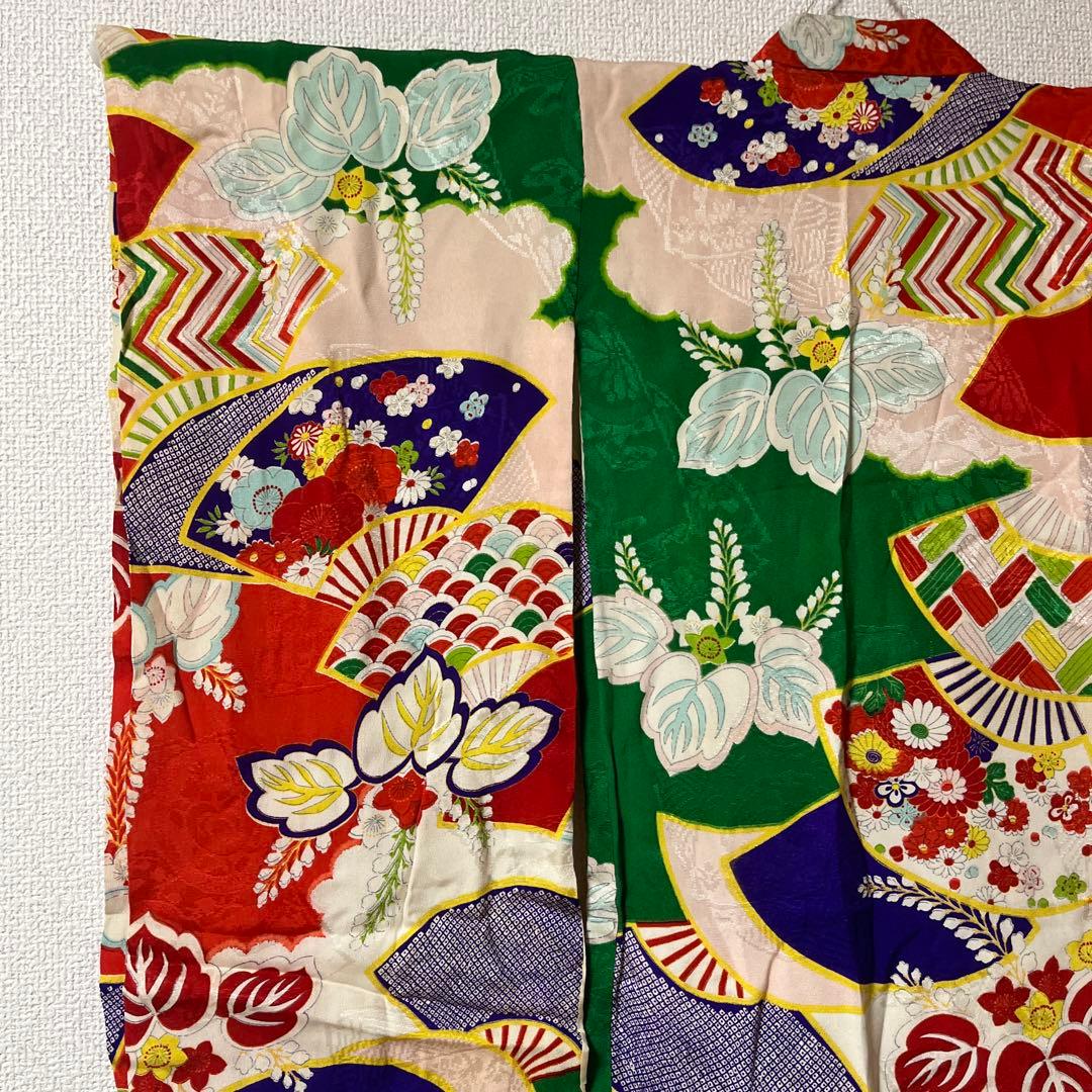 七五三　3歳　着物　アンティーク　被布　古典柄