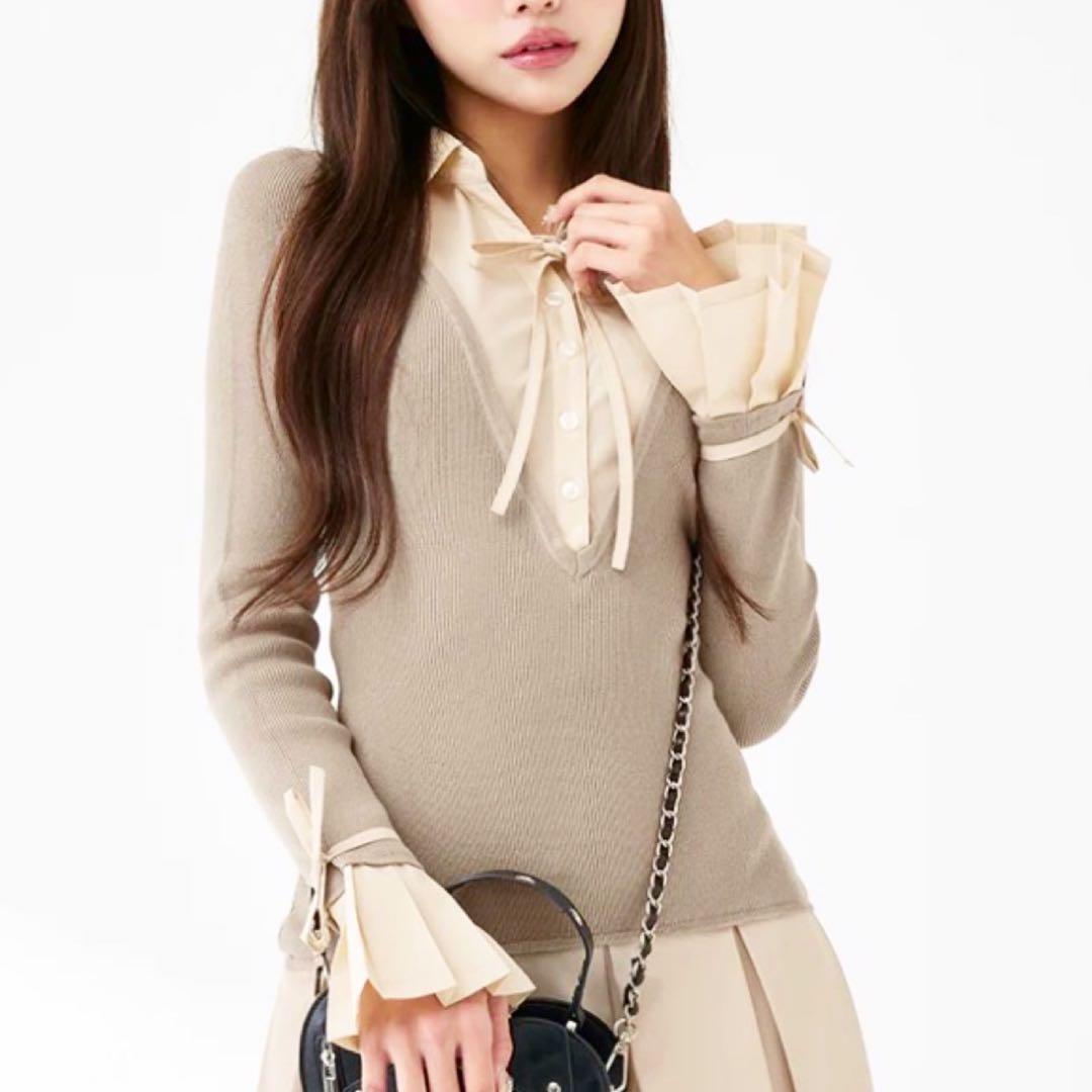 グレー FREE シャツドッキングプリーツミニワンピース　ダーリッチ　未開封