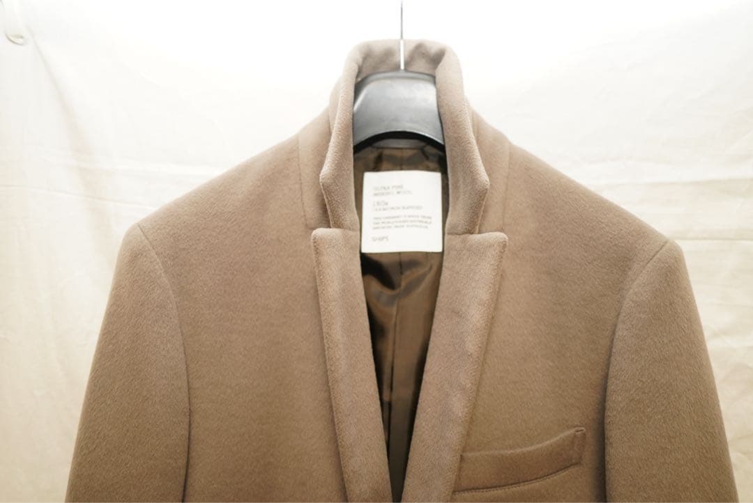 SHIPS ウルトラファインメリノウール チェスターコート ベージュ