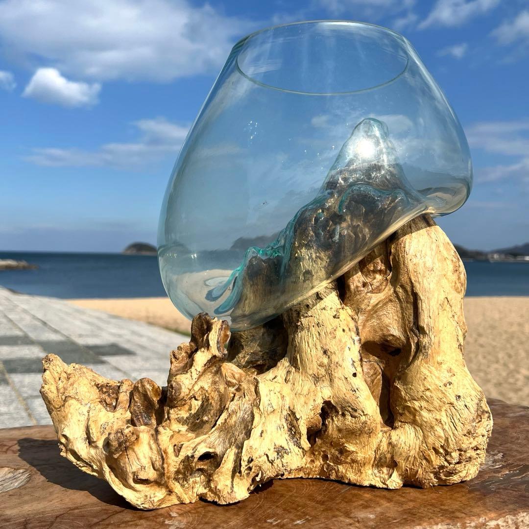 流木ガラス オブジェ特大C 花瓶 金魚鉢 ガーデニング テラリウム 観賞