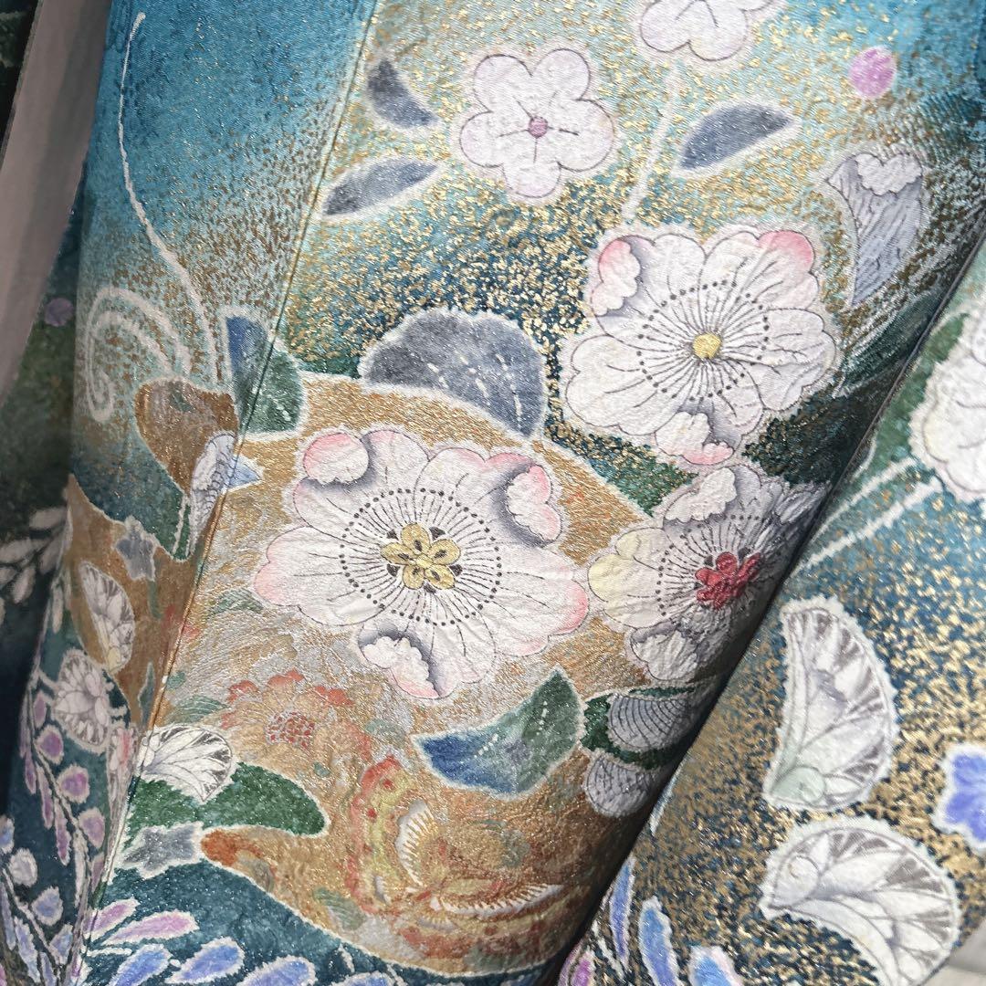 振袖のみ　辻ヶ花　本加工　華やか　水色　金彩加工　成人式　二十歳　p4