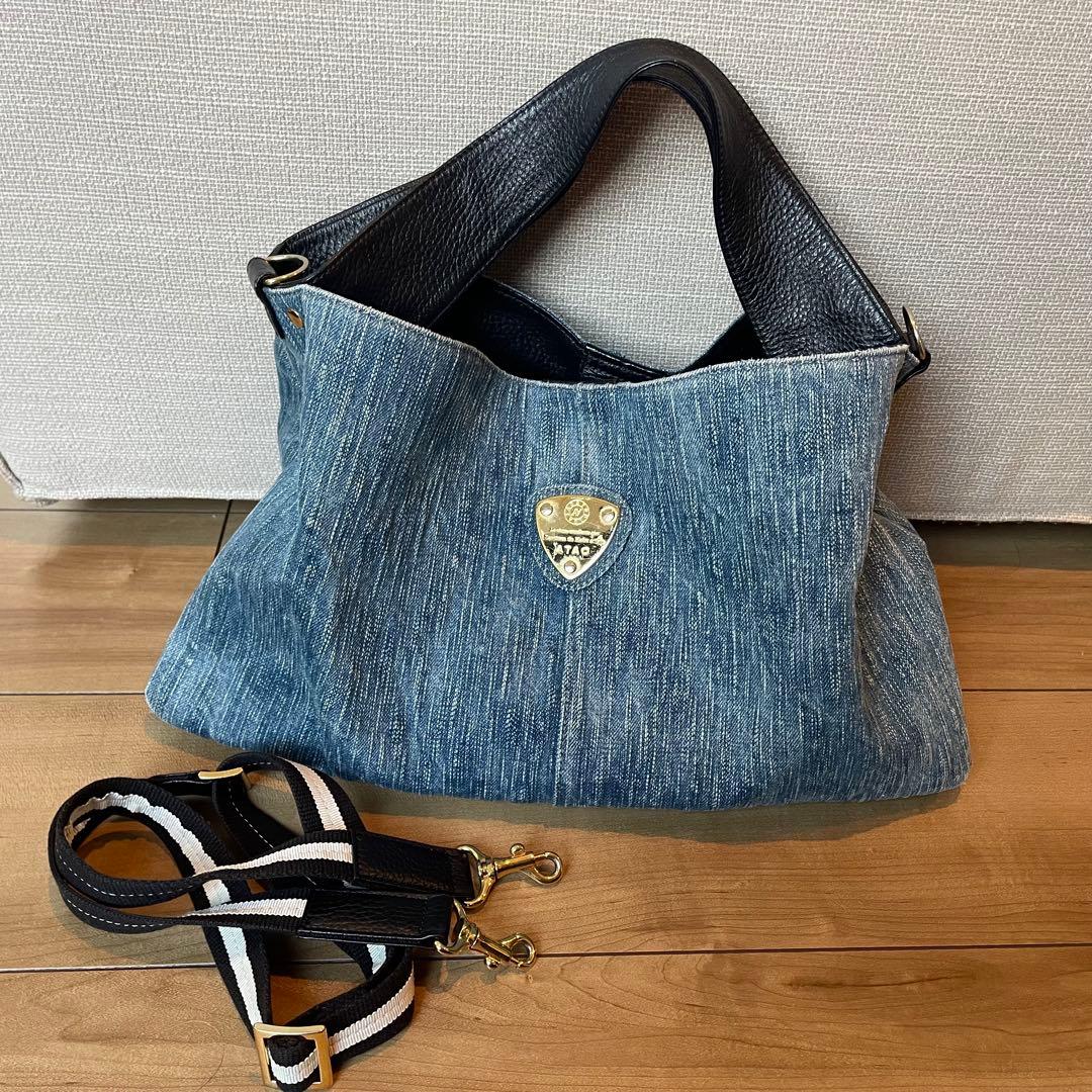 極美品 アタオ エルヴィ ハンドバッグ ショルダーバッグ デニム - メルカリ