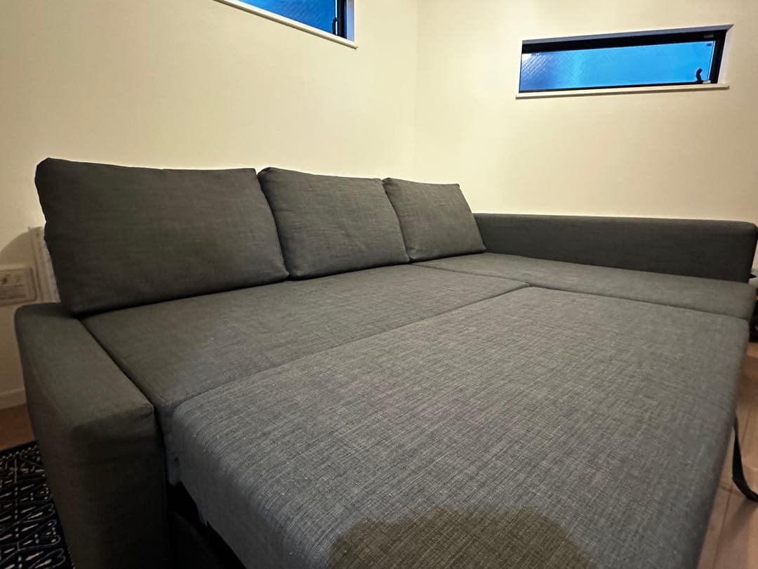 【直接引取限定】フリーヘーテン グレー IKEA ソファベッド ダブルベッド