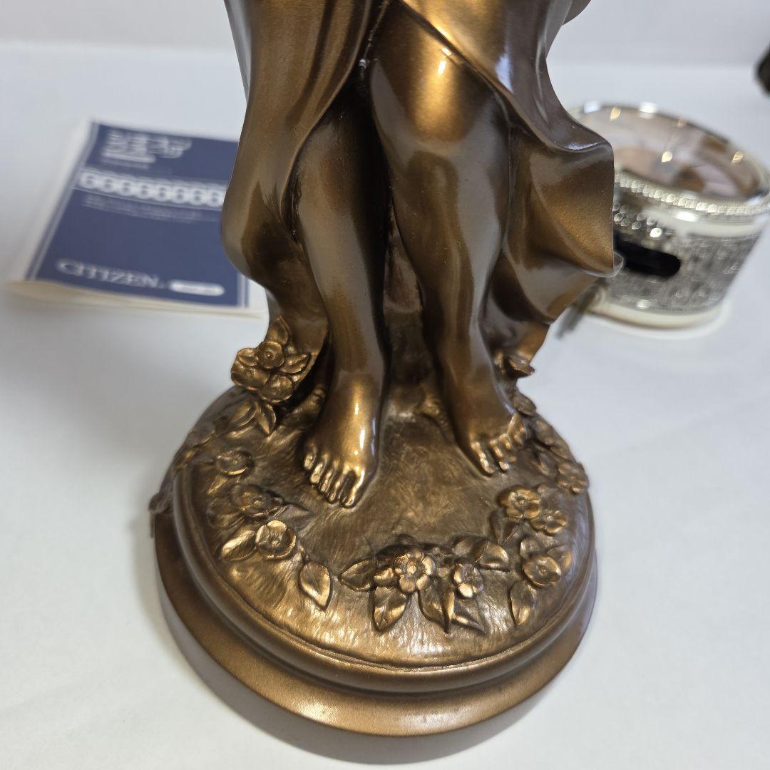 □ 美品 シチズン 慈悲の女神 振り子時計 女神像 金色イブシ仕上