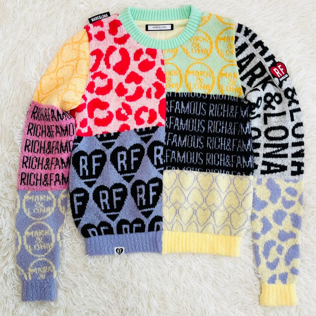 近年　マークアンドロナ 　セーター　カラフル　ニット　ゴルフウェアー　刺繍