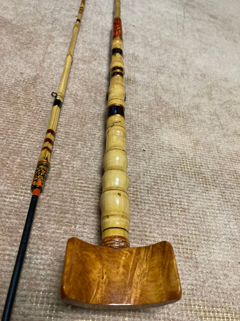 竹竿 自作（落とし込み）肘当て付布袋竹