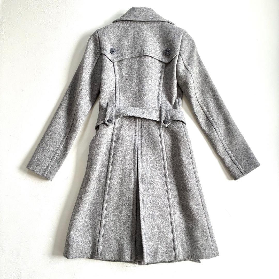 ◆美品◆バーバリーブルーレーベル◆ウールロングコート◆M◆グレー◆ノバチェック