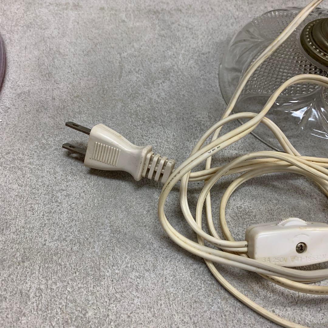 ガラスライト 全長約41cm オランダ ピンク シャンデリア レトロ 硝子