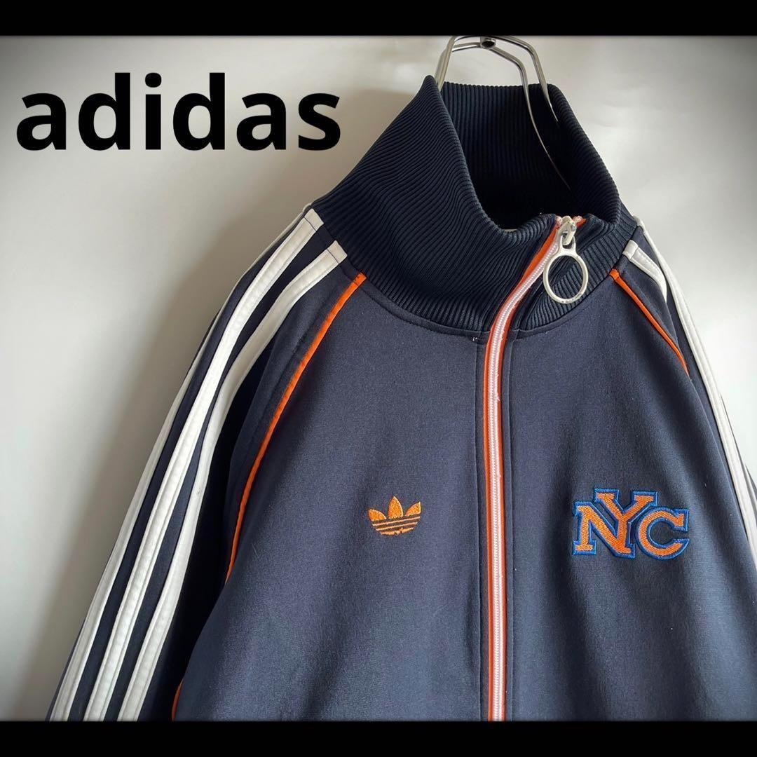 レア アディダス 刺繍ロゴ ジャージ バックプリント ニューヨーク 自由